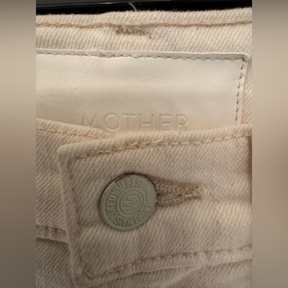 MOTHER High Waisted Rider Skimp Act Natural Women's Cream Cotton Jeans Size 23 - Picture 11 of 13